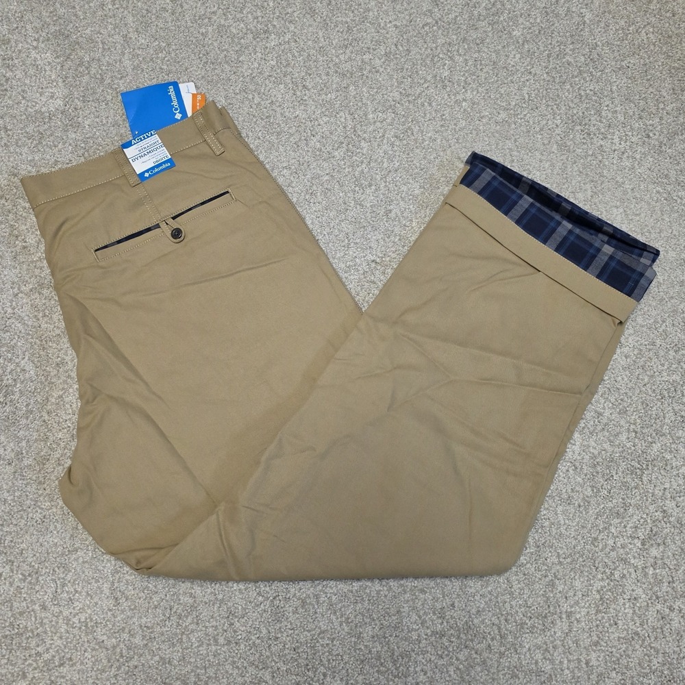 Columbia Flare Gun Flannel Lined Pants Mens 40x32 Khaki Active Straight NWT‎
